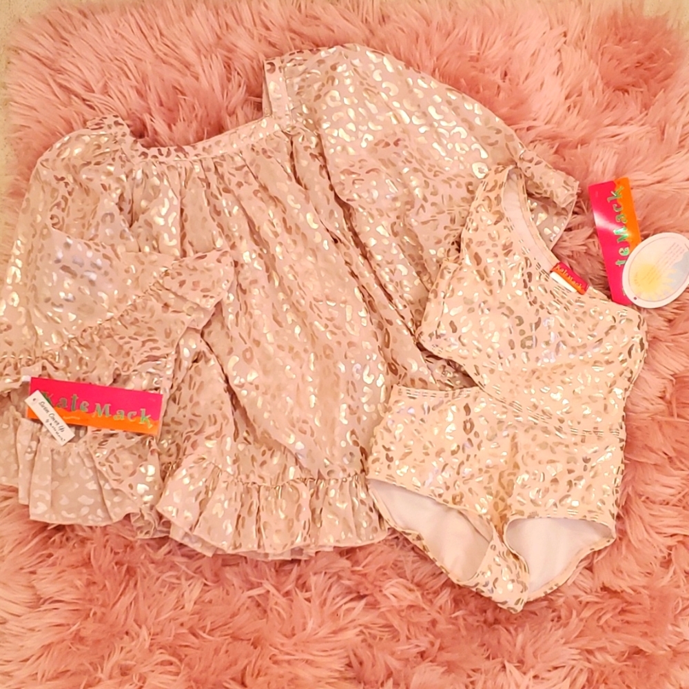 KATE MACK SWIMSUIT & COVER UP PINK & GOLD